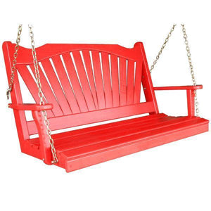 A & L Furniture Yellow Pine 6ft Fan Back Style Porch Swing Porch Swings 6ft / No / Unfinished