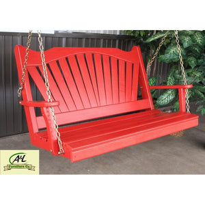 A & L Furniture Yellow Pine 6ft Fan Back Style Porch Swing Porch Swings 6ft / No / Unfinished