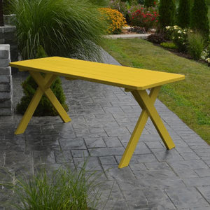 A & L Furniture Yellow Pine Crossleg Table – Size 4ft & 5ft Outdoor Tables 4ft / Canary Yellow / No