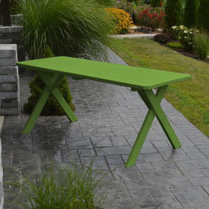 A & L Furniture Yellow Pine Crossleg Table – Size 4ft & 5ft Outdoor Tables 4ft / Lime Green / No