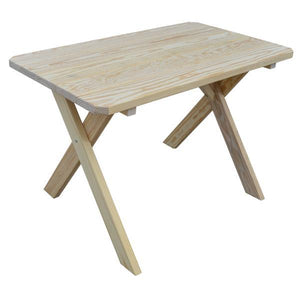 A & L Furniture Yellow Pine Crossleg Table – Size 4ft & 5ft Outdoor Tables 4ft / Unfinished / No