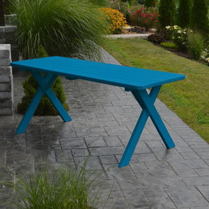 A & L Furniture Yellow Pine Crossleg Table – Size 6ft & 8ft Outdoor Tables 6ft / Caribbean Blue / No