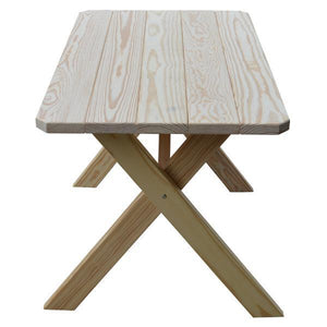 A & L Furniture Yellow Pine Crossleg Table – Size 6ft & 8ft Outdoor Tables 6ft / Unfinished / No