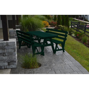 Yellow Pine Picnic Table with 2 Backed Benches - The Charming Bench Company