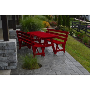 Yellow Pine Picnic Table with 2 Backed Benches - The Charming Bench Company