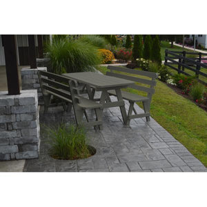 A & L Furniture Yellow Pine Picnic Table with 2 Backed Benches Size 6ft - 8ft Picnic Table 6ft / Unfinished / No