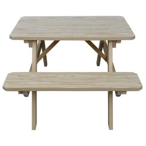 Yellow Pine Picnic Table with Attached Benches - The Charming Bench Company