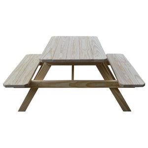 Yellow Pine Picnic Table with Attached Benches - The Charming Bench Company