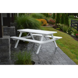 Yellow Pine Picnic Table with Attached Benches - The Charming Bench Company