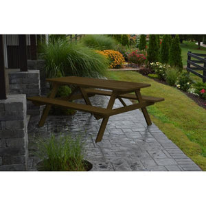 A & L Furniture Yellow Pine Picnic Table with Attached Benches Size 6ft and 8ft Picnic Table 6ft / Unfinished / No