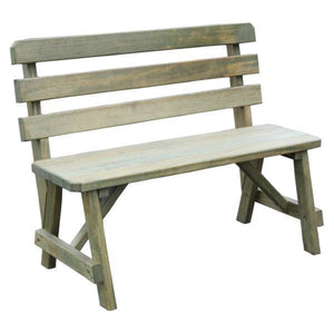 A & L Furniture Yellow Pine Traditional Backed Bench Size 5ft, 6ft, 8ft Garden Benches 5ft / Unfinished