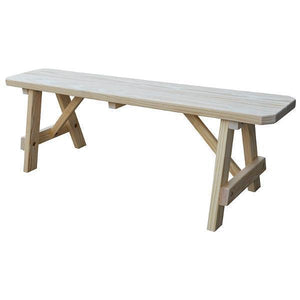 A & L Furniture Yellow Pine Traditional Bench – Size 5ft, 6ft, 8ft Picnic Bench 5ft / Unfinished