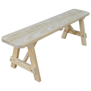 A & L Furniture Yellow Pine Traditional Bench – Size 5ft, 6ft, 8ft Picnic Bench 5ft / Unfinished