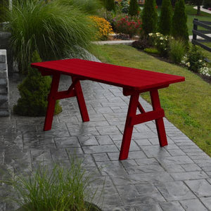 A & L Furniture Yellow Pine Traditional Table Only – Size 4ft and 5ft Table 4ft / Tractor Red / No