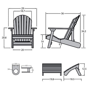 Adirondack 1 Hamilton Folding & Reclining Outdoor Chair with 1 Ottoman & 1 Easy-add Cup Holder Conversation Set