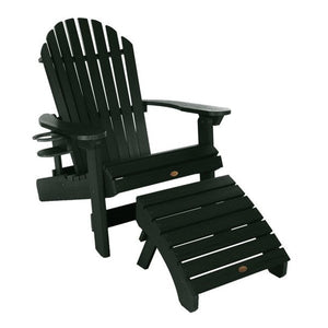 Adirondack 1 King Hamilton Folding and Reclining Chair with 1 Folding Ottoman and 1 Cupholder Conversation Set Charleston Green