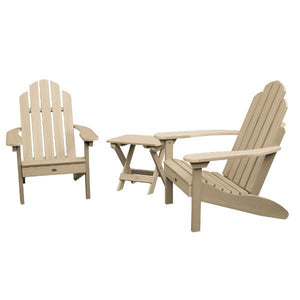 Adirondack 2 Classic Westport Chairs with 1 Folding Side Table Conversation Set