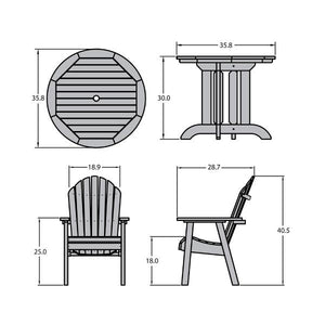 Adirondack Hamilton 3pc Round Dining Set Dining Set