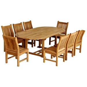 Anderson Teak Bahama Sahara 9-Pieces 87" Oval Dining Set Dining Set