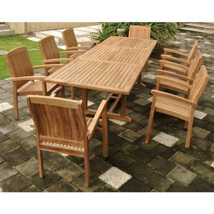 Anderson Teak Bahama Stackable Sahara 9-Pieces Rectangular Dining Set A Dining Set