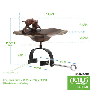Antiqued Birdbath with Birds Birdbath with Birds