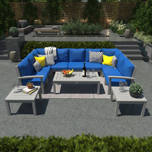 Bespoke Deep Seating 12 pc Sectional Sofa Set with Conversation and 2 Side Table Sectional Set