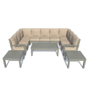 Bespoke Deep Seating 12 pc Sectional Sofa Set with Conversation and 2 Side Table Sectional Set Dune / Black