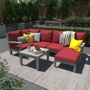 Bespoke Deep Seating 7 pc Sectional Set with Ottoman and Side Table Sectional Set