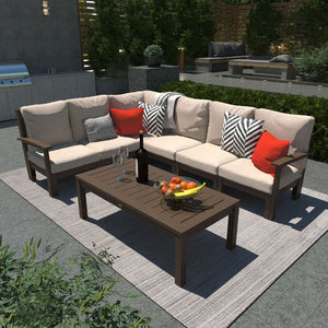 Bespoke Deep Seating 7 pc Sectional Sofa Set with Conversation Table