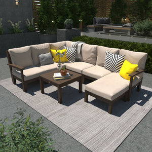 Bespoke Deep Seating 8 pc Sectional Sofa Set with Ottoman and Side Table Sectional Set