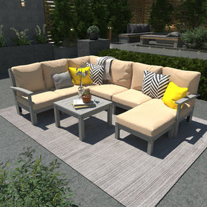 Bespoke Deep Seating 8 pc Sectional Sofa Set with Ottoman and Side Table Sectional Set