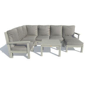 Bespoke Deep Seating 8 pc Sectional Sofa Set with Ottoman and Side Table Sectional Set