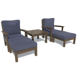Bespoke Deep Seating Chaise Set with Side Table Chair Navy Blue / Weathered Acorn