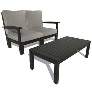 Bespoke Deep Seating Loveseat and Conversation Table Chair Stone Gray / Black