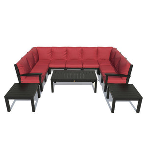 Bespoke Deep Seating Sofa and Ottoman Outdoor Sofa Firecracker Red / Weathered Acorn