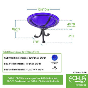 Cobalt Blue Crackle Glass Birdbath Bowl Birdbath Bowls