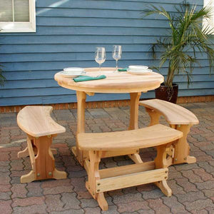 Creekvine Design Cedar Round Trestle Dining Set Picnic Table 35 Inch / Unfinished / No
