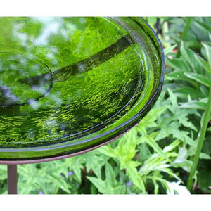 Fern Green Crackle Glass Birdbath Bowl Birdbath Bowl