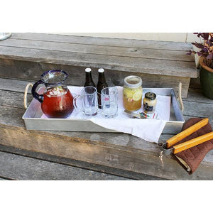 Galvanized Tray with Rope Handles Galvanized Tray