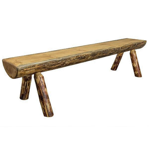 Glacier Country Half Log Plank Bench Garden Bench 6ft