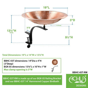 Hammered Solid Copper Birdbath Birdbath