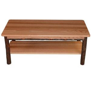 Hickory Solid Wood Coffee Table with Shelf Coffee Table Natural Stain