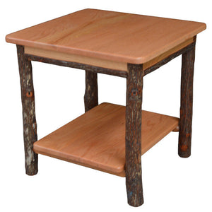 Hickory Solid Wood End Table with Shelf End Table
