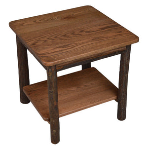 Hickory Solid Wood End Table with Shelf End Table