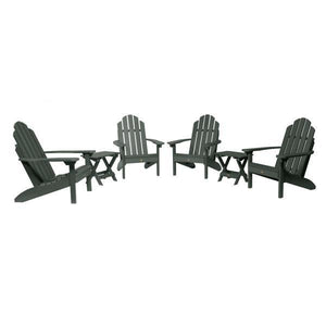 Highwood 4 Classic Westport Adirondack Chairs with 2 Folding Side Tables Furniture Set Charleston Green
