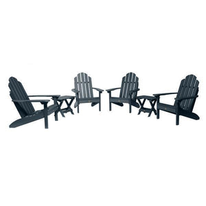 Highwood 4 Classic Westport Adirondack Chairs with 2 Folding Side Tables Furniture Set Federal Blue