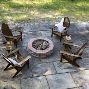 Highwood 4 Classic Westport Adirondack Chairs with 2 Folding Side Tables Furniture Set Weathered Acorn