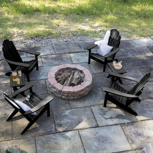 Highwood 4 Classic Westport Adirondack Chairs with 2 Folding Side Tables Furniture Set Weathered Acorn