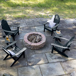 Highwood 4 Classic Westport Adirondack Chairs with 2 Folding Side Tables Furniture Set Weathered Acorn