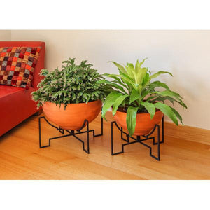Jane Planters with Steel Patina Bowls Planters with Bowls